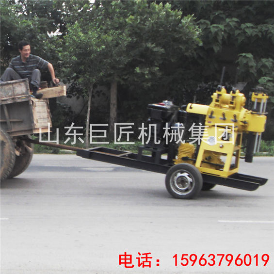 湖南全液壓拖掛勘探鉆機_華夏巨匠200米輪式液壓地質鉆機
