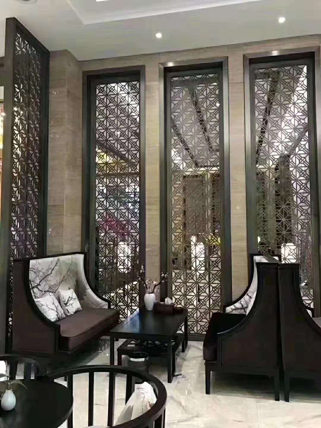 不銹鋼鍍金裝飾墻_屏風隔斷_客廳玄關鏤空_屏風_支持定制